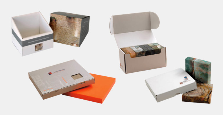 מארזים וקופסאות של דוגמאות ממותגות בהתאמה אישית, חיתוך צורני מקרטון גלי